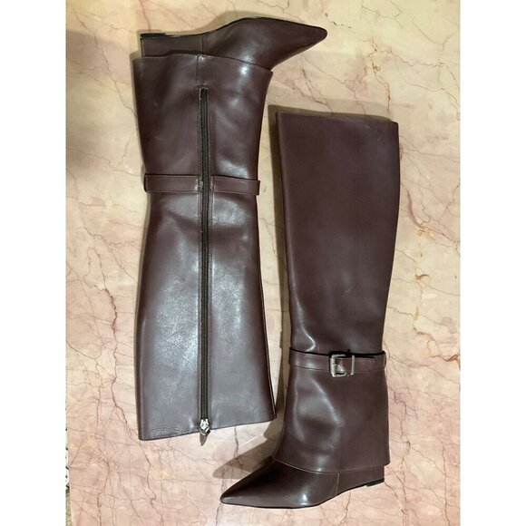 Schutz Jorian Up Boots in Dark Chocolate 5 with Box Womens leather Knee High - Picture 8 of 14